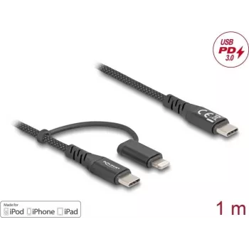 DeLOCK USB-Kabel USB 2.0 1 m USB-C USB-C/Lightning Schwarz