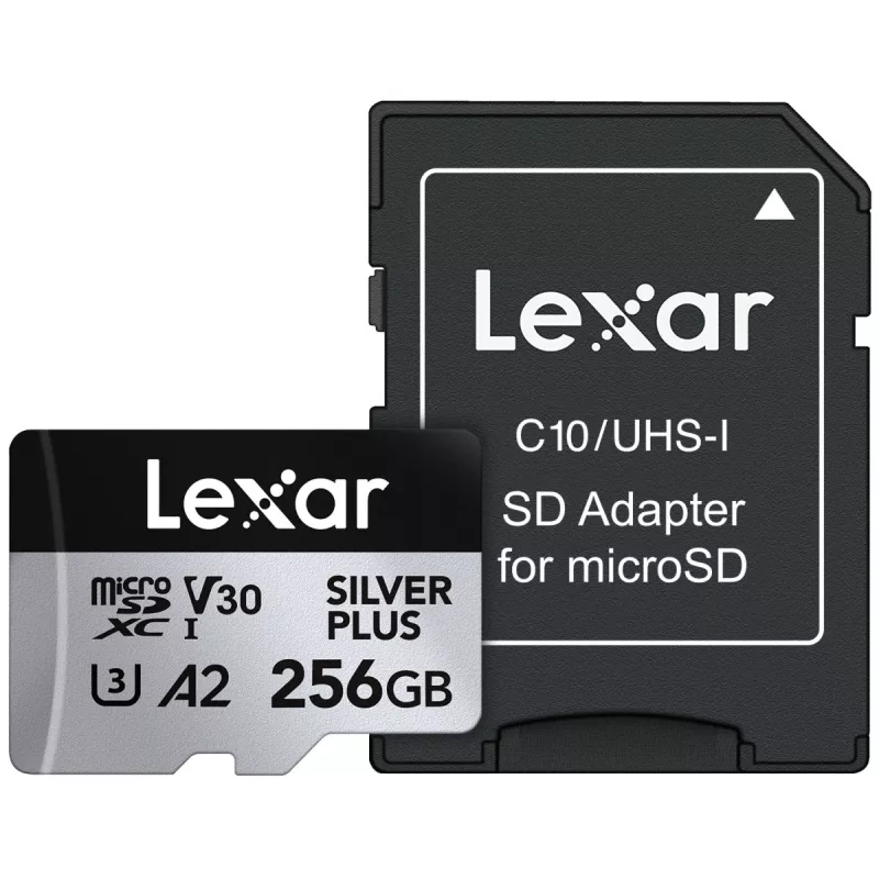 Speicherkarte microSD 256GB C10 A2 U3 V30 205/150MB/s Silver Plus