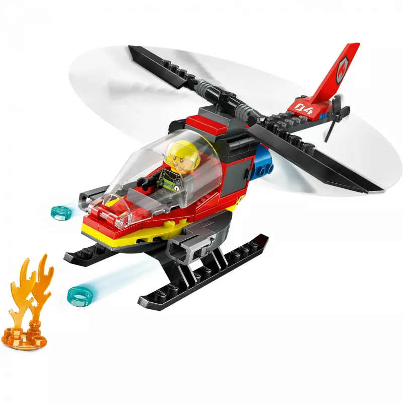 LEGO City Feuerwehrhubschrauber 60411 Bauspielzeug, 85 Teile, drehbare Rotorblätter, 1 Minifigur, Alter 5+ (220×90×60 mm)