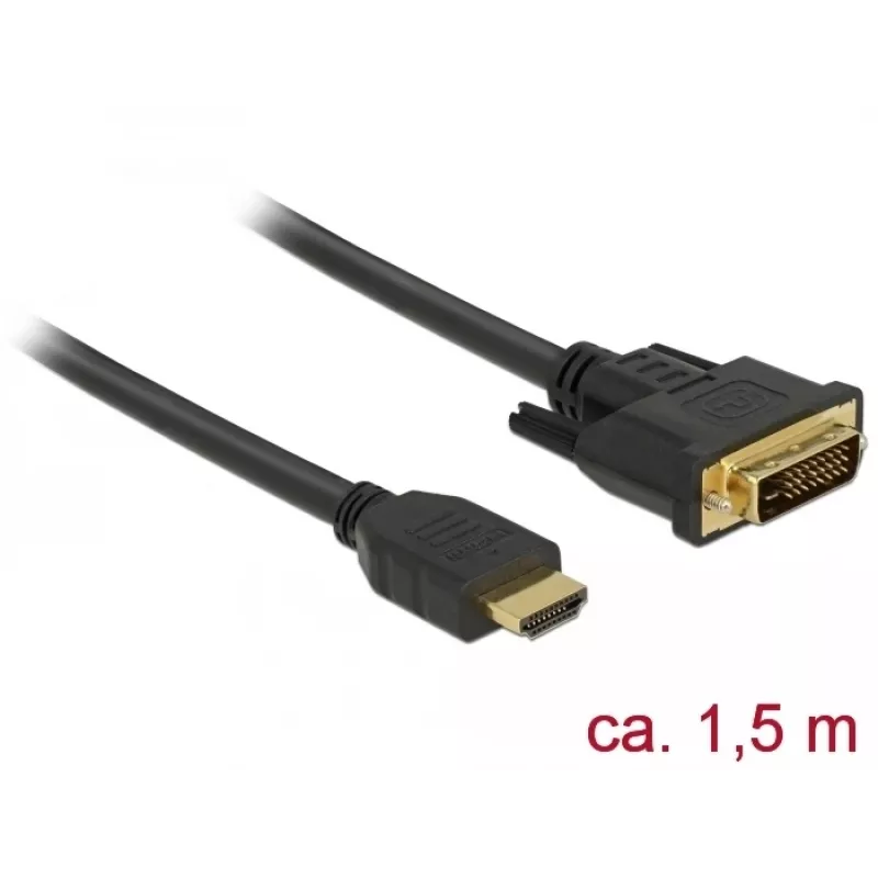 Videokabel-Adapter DeLOCK 85653 1,5m HDMI Typ A DVI Schwarz