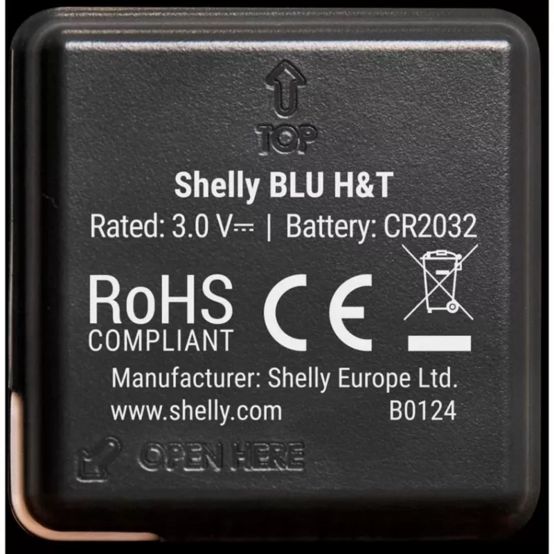 Shelly BLU H&T Temperatur- und Feuchtigkeitssensor (Schwarz)