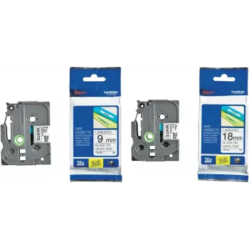 Etikettenschriftband-Set Brother TZe-221 TZe-241 9 mm, weißes Band mit schwarzem Druck