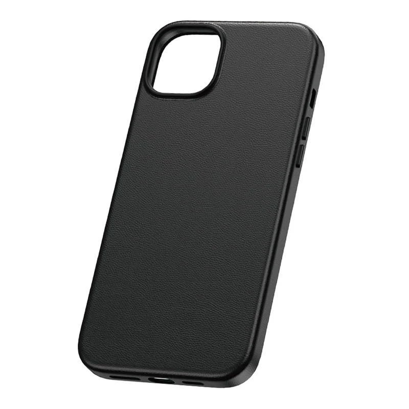 Hülle Baseus iPhone 15 Pro Max Fauxther Series Schwarz — schützende Hartschale, Finish aus Kunstleder