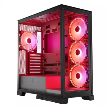 PC-Gehäuse MODECOM Volcano SPACE APEX ARGB Midi Tower, gehärtetes Glas, USB-C, unterstützt ATX/microATX/Mini-ITX, GPU bis 430 mm, CPU-Kühler bis 180 mm