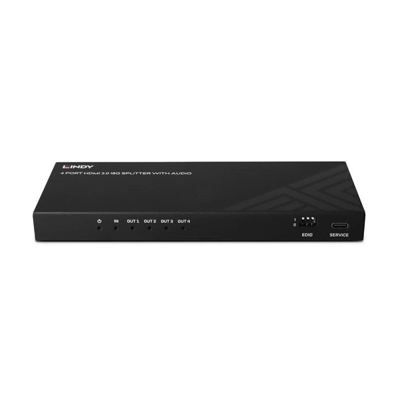 Lindy 4 Port HDMI 8K60 Splitter mit Audio, HDMI, 4x HDMI, 3,5 mm, 7680 x 4320 Pixel, Schwarz, Metall