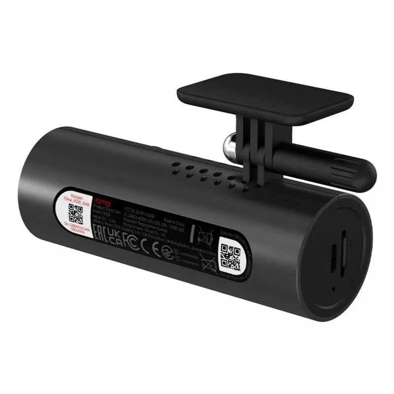 70mai M200 Dashcam, 1080p Full HD 1920×1080, H.265, 60 fps, 300 mAh Batterie, Wi-Fi, microSD bis 128 GB, Blende f/1.8, schwarz