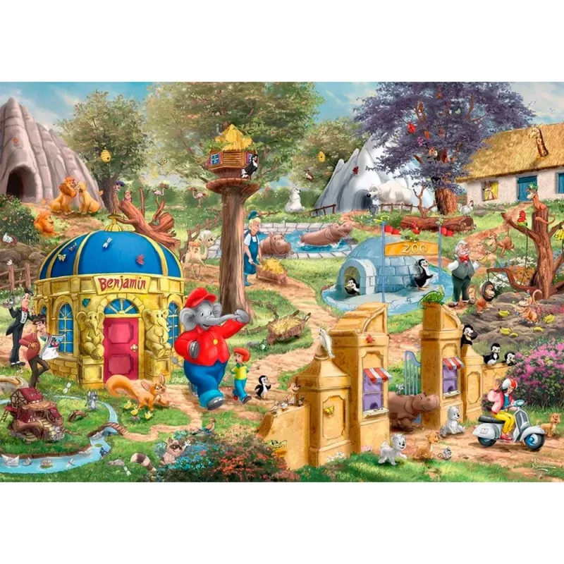 Thomas Kinkade Studios: Benjamin Blümchen, Ein Tag im Neustadt Zoo, Puzzle 1000 Teile