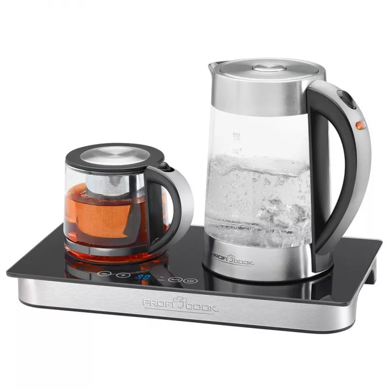 ProfiCook PC-TKS 1056 Wasserkocher 1,7 L Schwarz, Edelstahl, Transparent