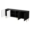 JUNGLE Kommode 190x40.5x74.5 schwarz matt + goldfarbene Beine