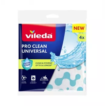Reinigungstuch VILEDA Pro Clean 179370 — universelles enzymbehandeltes Tuch, Nassgebrauch, 4er-Pack