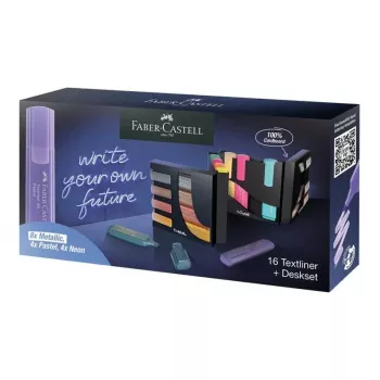 Marker-Set Faber-Castell 254603 — 16 Stück, Meißelspitze, metallisch/mehrfarbig/pastell