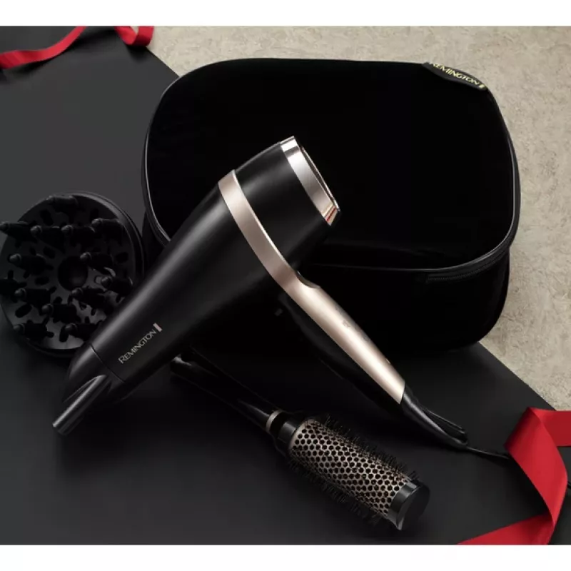 Remington Salon Smooth Haartrockner Geschenkset | D6940GP | 2100 W | Anzahl der Temperaturstufen 3 | Ionenfunktion | Diffusoraufsatz | Schwarz