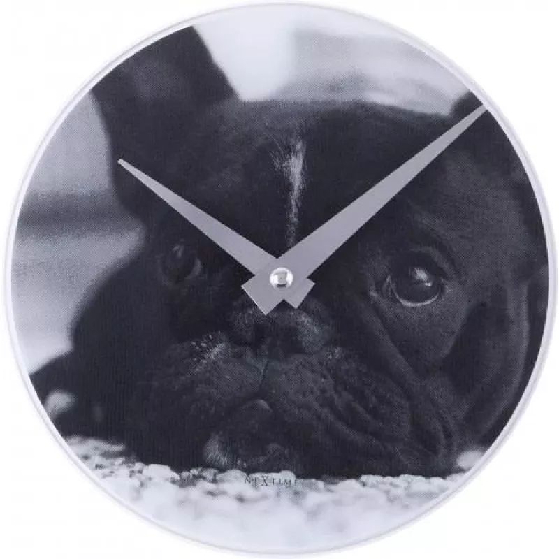 NeXtime Uhr 5173 Little Dog, Ø20 cm, Wand, Schwarz