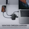 Laptop-Dock AUKEY CB-C71 — 3x USB‑C (USB 3.2 Gen1), HDMI, RJ‑45, MicroSD, USB PD 100 W, 0,15 m Kabel, schwarz