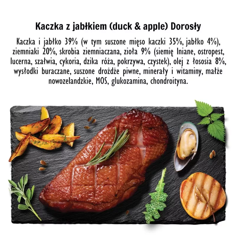 PAKA ZWIERZAKA Ente mit Apfel M - Trockenfutter für Hunde - 9kg