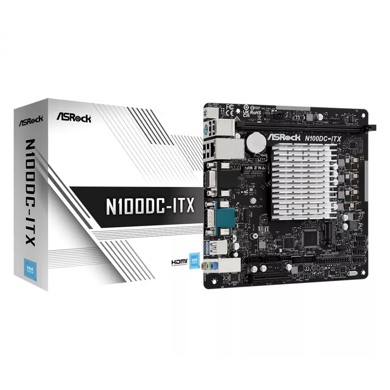 ASRock N100DC-ITX - Intel Quad-Core Prozessor N100 (bis zu 3,4 GHz) DDR4- 2 SATA3, unterstützt Intel Turbo Boost Technology Mini ITX (280) Mainboards