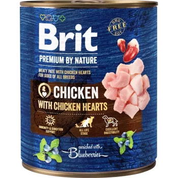 Brit Premium by Nature Nassfutter für Hunde mit Huhn und Herzen, 800 g