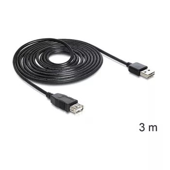 USB-Kabel DeLOCK EASY-USB 2.0-A 3m Schwarz