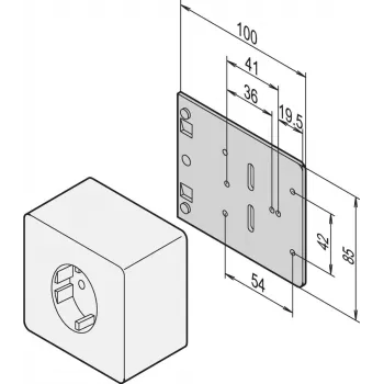 SCHROFF Montageplatte für Einfachsteckdosen - Montageplatte Steckdose (20118537)