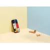 Handyhülle Man and Wood für iPhone 12 mini — Holzrückseite, schwarzer Rahmen