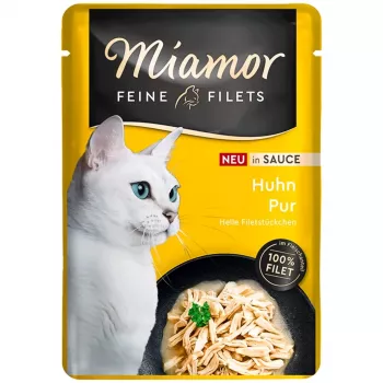 Miamor Feine Filets Huhn in Sauce 100 g — Monoprotein-Nassfutter für Katzen, 14 % Protein, 83 % Feuchtigkeit