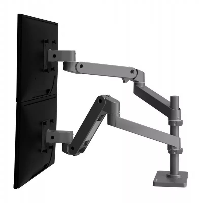 Ergotron LX Pro - Montageset (Doppelarm) - für 2 LCD-Bildschirme - Lochplattenmontage - Aluminium - Dunkelgrau - Bildschirmgröße: bis 61 cm (bis 24 Zoll)