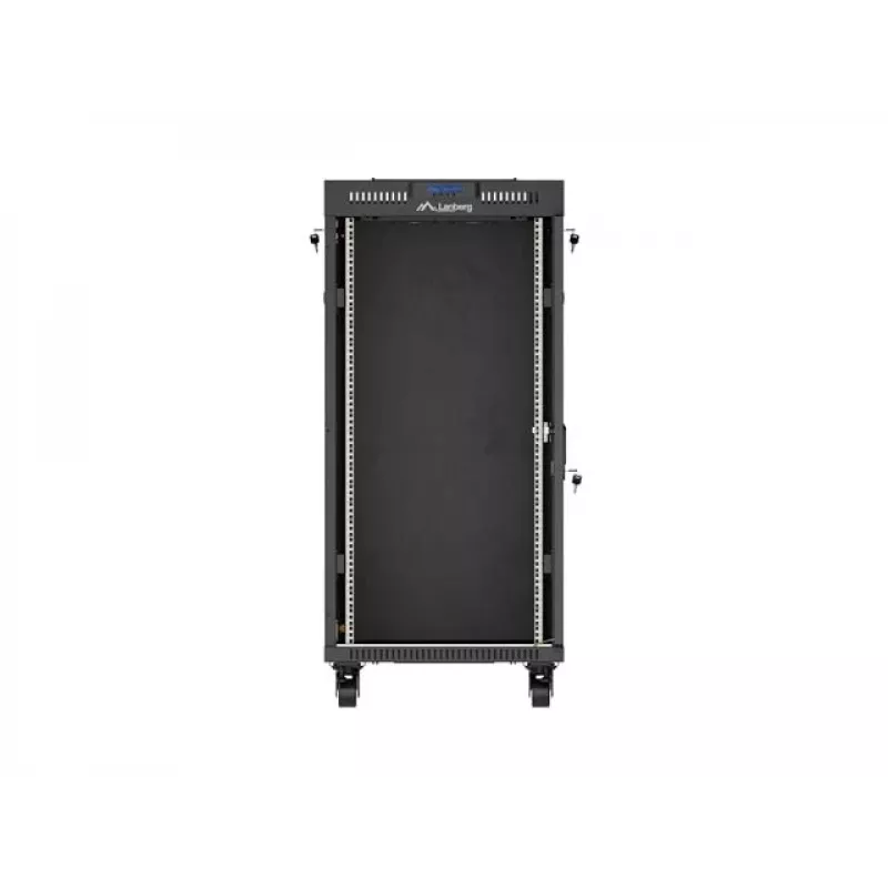 Netzwerkschrank LANBERG 19 Zoll 24HE 600x800 mm schwarz mit Glastür und LCD-Ausschnitt (flach Pack) v2
