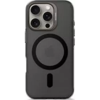 Phone-Rucksack Decoded für iPhone 16 Pro, Transparent Schwarz, aus recyceltem Kunststoff Gehärtetes Glas Displayschutz
