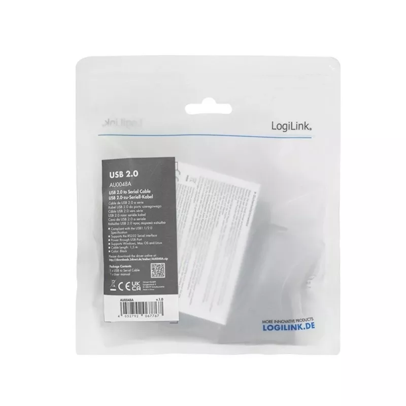 LogiLink AU0048A Serielles Kabel Schwarz 1,5 m USB A DB-9