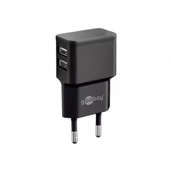 Wentronic goobay Dual-USB-Ladegerät - Netzteil - 12 Watt - 2,4 A - 2 Ausgangsanschlüsse (USB) - Schwarz (44951)