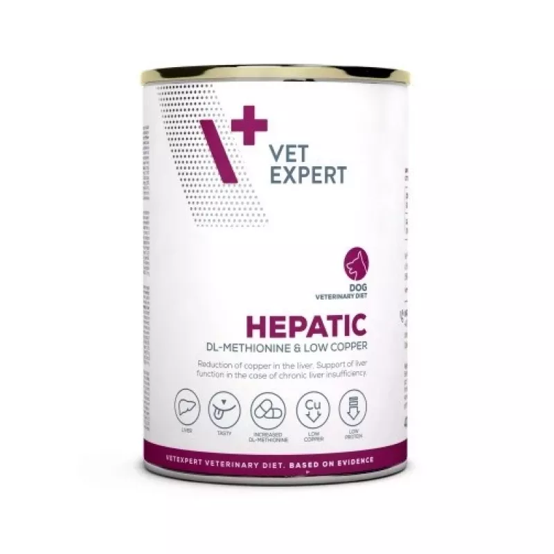 Nassfutter für Hunde VETEXPERT Veterinary Diet Hepatic für Hunde, 400 g, Leberunterstützung, Fleischgeschmack