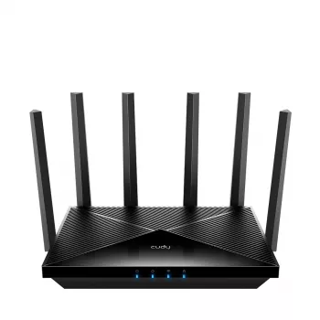 Cudy WR6500H Tisch-WLAN-Router — Dual-Band 2,4/5 GHz, Wi‑Fi 7 (802.11be), 5765 Mbit/s, 2,5GbE LAN, 5x RJ-45, 3x3 Antennen, Schwarz