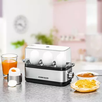 Eierkocher Rommelsbacher ER 300 — 3-Eier Edelstahl, 300 W, transparenter Deckel