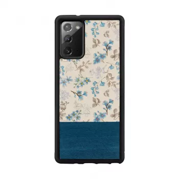 Handyhülle Man and Wood Galaxy Note 20 — blaue Blume auf Schwarz