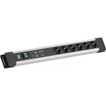 Steckdosenleiste Bachmann CONNECTUS mit 6x CEE7/3-Steckdosen, 1x GVS, 1x Schalter, 2,0 m Kabel, grau
