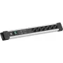 Steckdosenleiste Bachmann CONNECTUS mit 6x CEE7/3-Steckdosen, 1x GVS, 1x Schalter, 2,0 m Kabel, grau