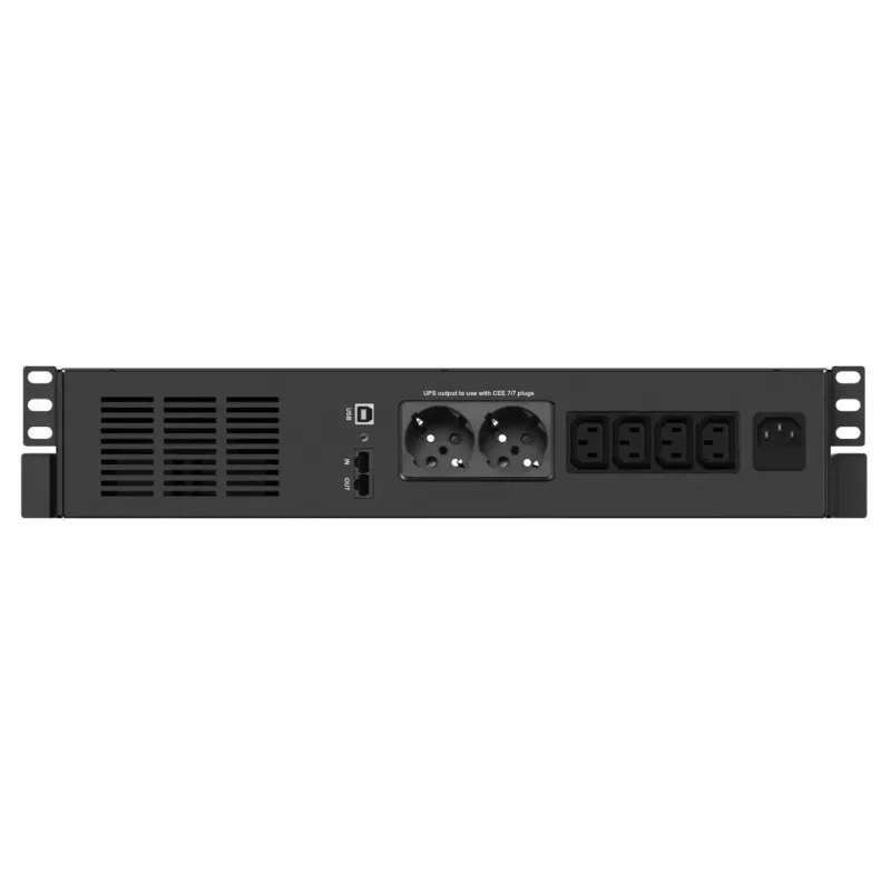 Unterbrechungsfreie Stromversorgung Infosec X4 600 RM Plus — 0,6 kVA (360 W), 6x Typ-F-Steckdosen, LCD, Rackmount