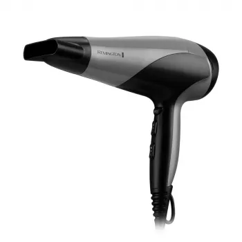 Haartrockner Remington D3190S — 2200 W, ionisch, 3 Hitzestufen, 2 Geschwindigkeiten, Kaltstufe, Diffusor & Konzentrator (Silber/Schwarz)