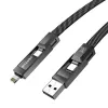 4-in-1-Kabel BlitzWolf BW-HDC7 — USB-C, Lightning, USB-A, Micro-USB 1,2 m 240 W schwarz