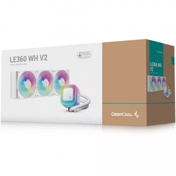 All-in-One-Flüssigkeitskühler DeepCool LE360 WH V2 12 cm Weiß — 360 mm Radiator, 3x120 mm Lüfter, LGA 1851 Unterstützung