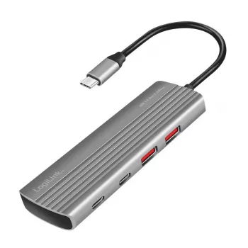LogiLink USB 3.2 Gen2 Hub 7+1-Port 2x USB-A 5x USB-C PD 100W Aluminium