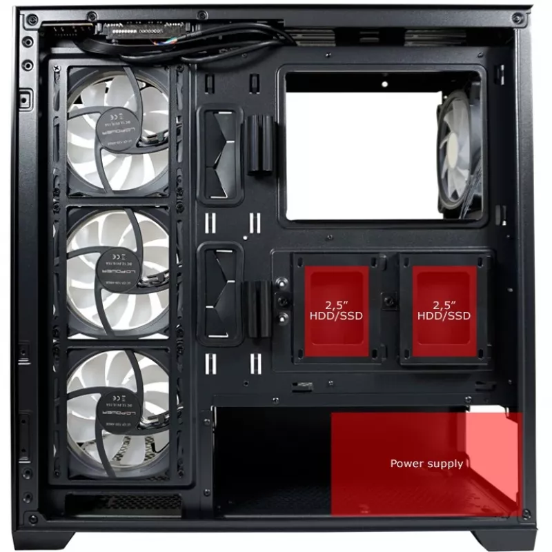 LC-Power Gehäuse MidiTower 715B schwarz USB3.2/Audio o.Netzteil SEAMLESS_X (LC-715B-ON)