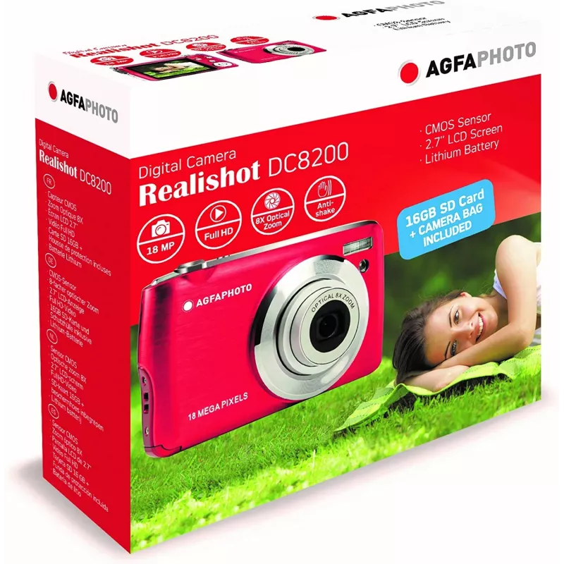 AgfaPhoto Compact Realishot DC8200 1/3.2 Kompaktkamera 18 MP CMOS 4896 x 3672 Pixel Rot (DC8200RD)