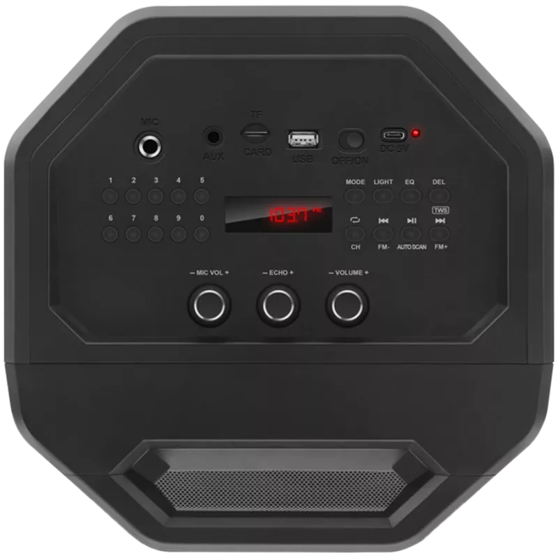 Lautsprecher SVEN PS-650, schwarz (50W, TWS, Bluetooth, FM, USB, microSD, LED-Display, 4000mAh)