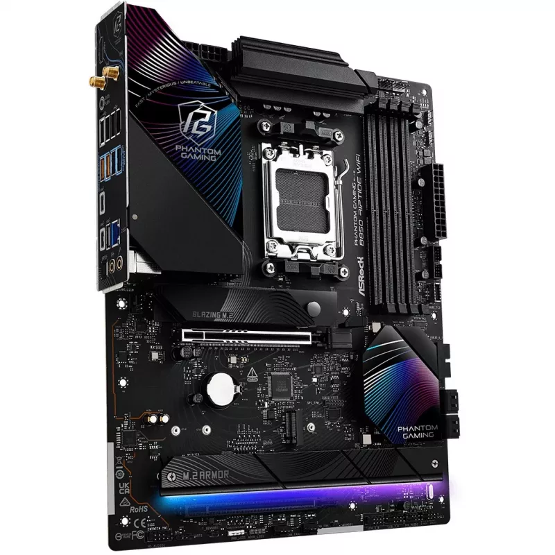 Mainboard ASRock Phantom Gaming B850 Riptide WiFi — AMD B850, Socket AM5, ATX, DDR5, 4x M.2, Wi‑Fi 7, 2.5Gb LAN