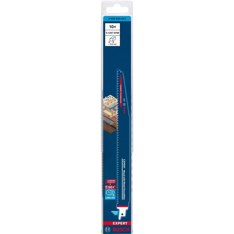 Bosch 2 608 900 402 Sägeblatt für Stich-/Pendel-/Säbelsägen Sabre saw blade Hartmetall 10 Stück