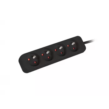 Power Extension Lanberg PS0-04E-0100-IEC-BK 1m 4 AC Outlets Indoor Schwarz