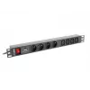 Power Distribution Unit LANBERG PDU-04E04I-0200-BK — 4× C13-Ausgänge, 16 A, 220–250 V, 2 m Kabel, 1U horizontal, schwarz