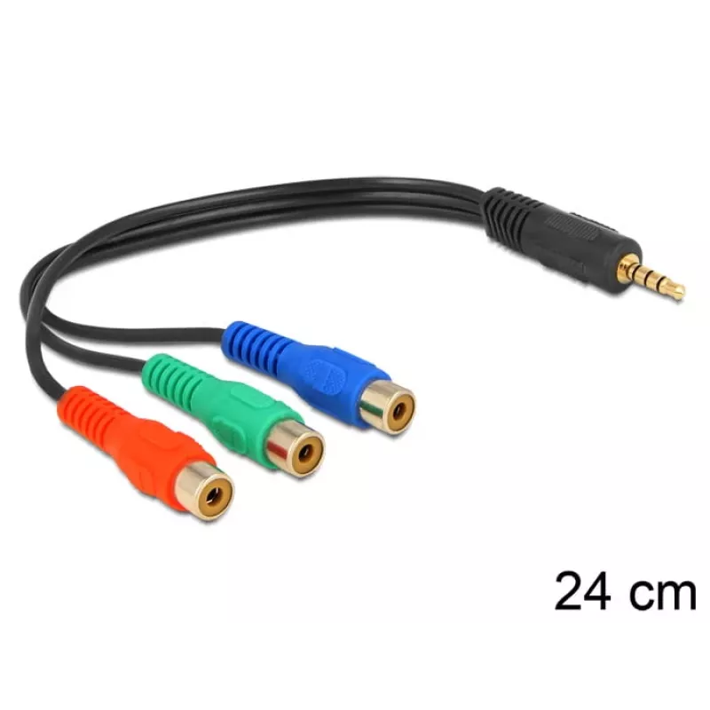 Audiokabel DeLOCK 62499 0,24 m 3,5 mm auf 3 x RCA Schwarz