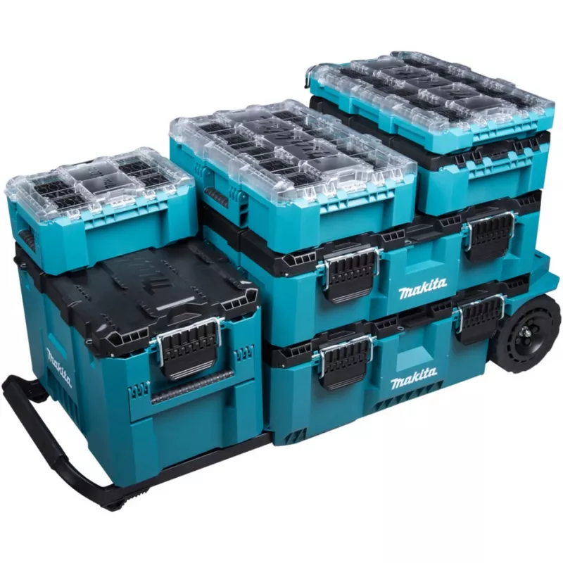 MAKTRAK Organizer Flat M, Werkzeugkoffer Blau/transparent, transparenter Deckel